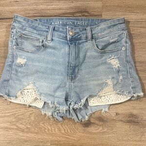 American Eagle Outfitters Light Wash Distressed Jean Shorts